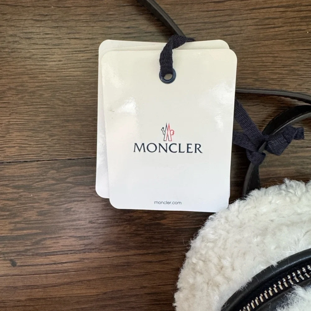 Moncler Kilia Black and White Shearling Crossbody Bag - Picture 6 of 7